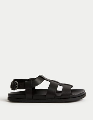 

Womens M&S Collection Leather Ankle Strap Footbed Sandals - Black, Black