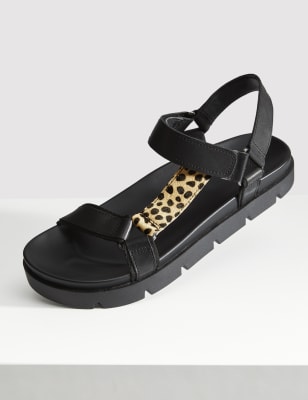 

Womens M&S Collection Leather Sporty Ankle Strap Footbed Sandals - Black, Black