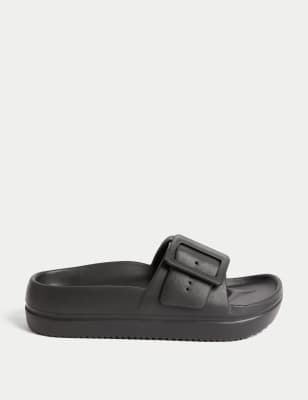 

Womens M&S Collection Buckle Flatform Sliders - Black, Black