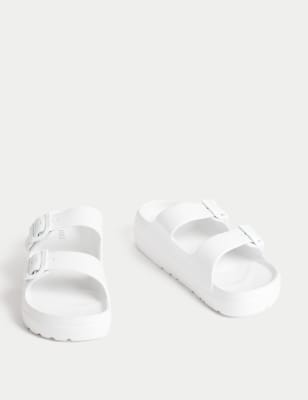 

Womens M&S Collection Buckle Flatform Sliders - White, White