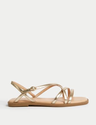 

Womens M&S Collection Strappy Flat Sandals - Gold, Gold