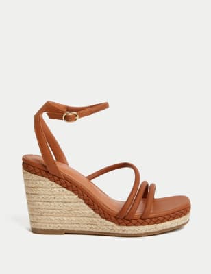 

Womens M&S Collection Buckle Strappy Wedge Espadrilles - Dark Tan, Dark Tan