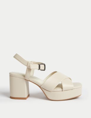 

Womens M&S Collection Crossover Ankle Strap Platform Sandals - Ivory, Ivory