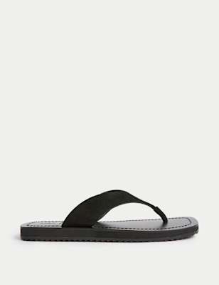 

Womens M&S Collection Suede Flat Square Toe Sandals, Black