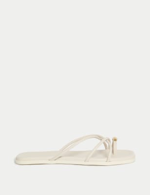 

Womens M&S Collection Flat Toe Loop Mules, White