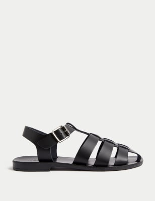 

Womens M&S Collection Leather Buckle Ankle Strap Flat Sandal - Black, Black