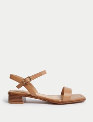 

Womens M&S Collection Wide Fit Ankle Strap Block Heel Sandals, Tan