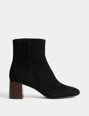 

M&S Collection Botines de ante con tacón en bloqueWomens - Black, Black