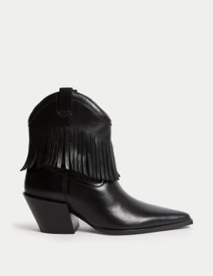 

Womens M&S Collection Cowboy-Stiefel aus Wildleder mit Blockabsatz - Black, Black