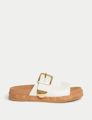 

Womens M&S Collection Leather Buckle Footbed Sandals - White, White