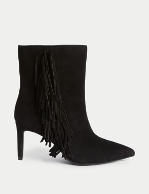 Marks Spencer Suede Mid Calf Boots Black 7