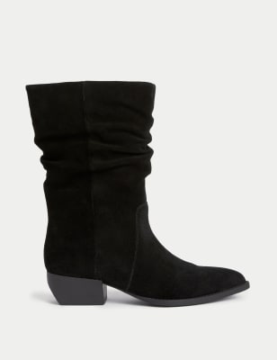 

Womens M&S Collection Suede Slouchy Pointed Toe Boots - Black, Black