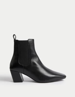 

Womens M&S Collection Leather Chisel Toe Heeled Chelsea Boot - Black, Black