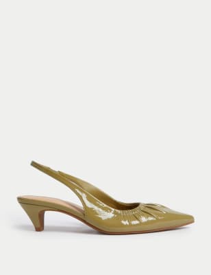 

Womens M&S Collection Patent Ankle Strap Kitten Heels - Olive, Olive