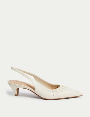 

Womens M&S Collection Slip On Kitten Heel Pointed Slingback Shoes - Cream, Cream