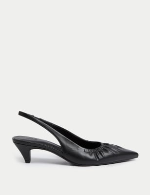 

Womens M&S Collection Slip On Kitten Heel Pointed Slingback Shoes - Black, Black