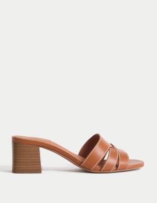 

Womens M&S Collection Wide Fit Block Heel Mules - Tan, Tan