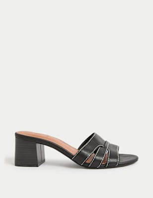 

Womens M&S Collection Wide Fit Block Heel Mules, Black