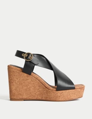 

Womens M&S Collection Crossover Wedge Sandals - Black, Black