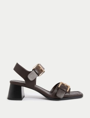 

Womens M&S Collection Double Buckle Block Heel Sandal - Brown, Brown