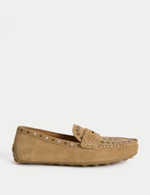 

Womens M&S Collection Suede Studded Flat Shoes - Taupe, Taupe