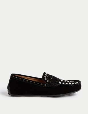 

Womens M&S Collection Suede Studded Flat Shoes - Black, Black