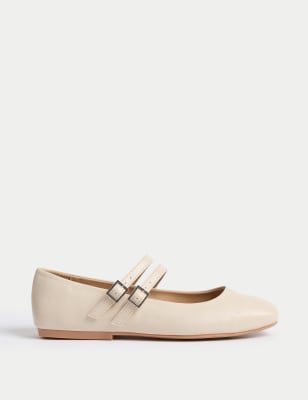 

Womens M&S Collection Buckle Flat Ballet Pumps, Cream