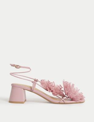 

Womens M&S Collection Organza Flower Corsage Block Heel Sandals, Pink