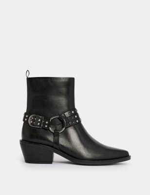 

M&S Collection Botines de piel con tacón en bloqueWomens - Black, Black