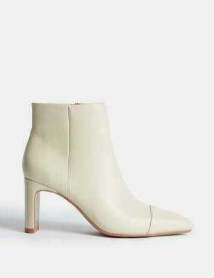 

Womens M&S Collection Leather Block Heel Pointed Ankle Boots - Cream, Cream