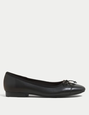 

Womens M&S Collection Leather Bow Ballet Pumps - Black Mix, Black Mix