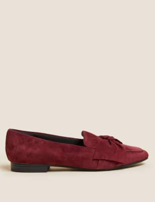 

Marks & Spencer Suede Bow Flat Square Toe Loafers (FEMALE, WINE, 4)