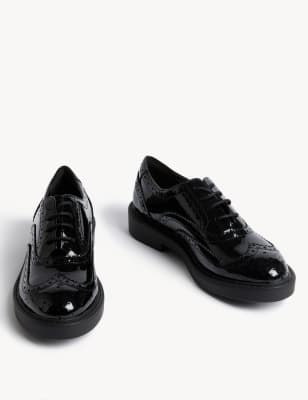 

Womens M&S Collection Patent Lace Up Flatform Brogues - Black Mix, Black Mix