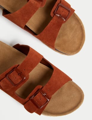 

Womens M&S Collection Suede Buckle Footbed Mules - Terracotta, Terracotta