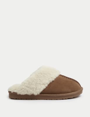 

Womens M&S Collection Suede Faux Fur Cuff Mule Slippers - Chestnut, Chestnut