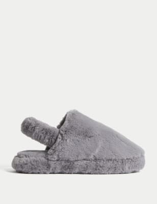 

Womens M&S Collection Faux Fur Slippers with Freshfeet™ - Grey, Grey