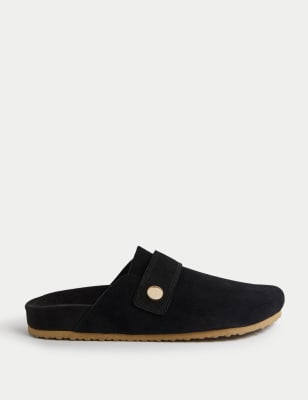 

Womens M&S Collection Suede Studded Flat Clogs - Black, Black