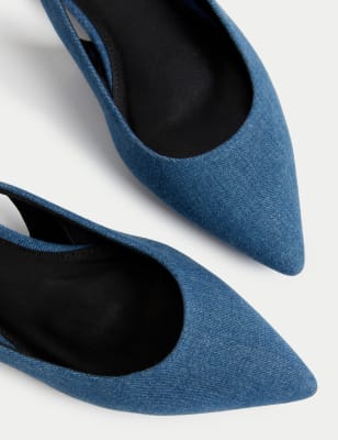 

Womens M&S Collection Denim Flat Slingback Shoes, Denim