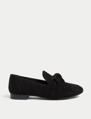 

M&S Collection Mocasines planos de ancho especial de ante con lazoWomens - Black, Black