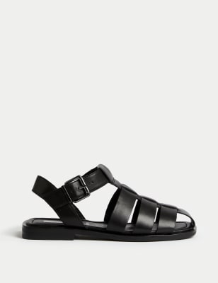 

Womens M&S Collection Wide Fit Leather Strappy Sandals - Black, Black