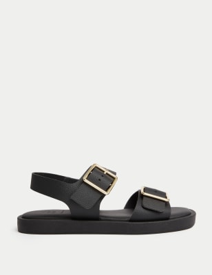 

Womens M&S Collection Leather Buckle Ankle Strap Flatform Sandals - Black, Black