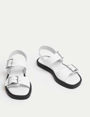 

Womens M&S Collection Leather Buckle Ankle Strap Flatform Sandals - White, White