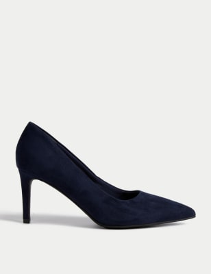 

Womens M&S Collection Slip On Stiletto Heel Pointed Court Shoes - Navy, Navy