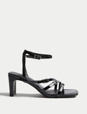

Womens M&S Collection Leather Buckle Strappy Block Heel Sandals - Black, Black