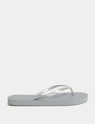 

Womens M&S Collection Sparkle Flat Flip Flops - Silver, Silver