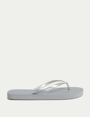 

Womens M&S Collection Glitzernde Flip-Flops - Silver, Silver