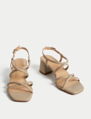 

M&S Collection Sandalias de ancho especial con tiras y tacón en bloqueWomens - Beige, Beige
