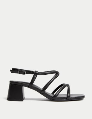 

Womens M&S Collection Wide Fit Strappy Block Heel Sandals - Black, Black