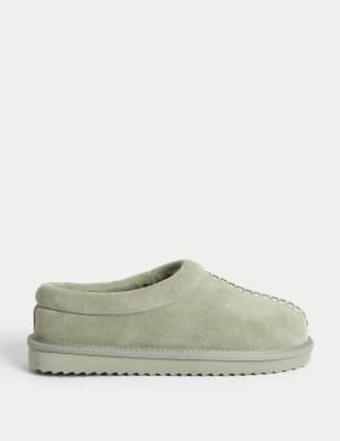 

M&S Collection Zapatillas sin talón de ante sintético y forradasWomens - Sage, Sage