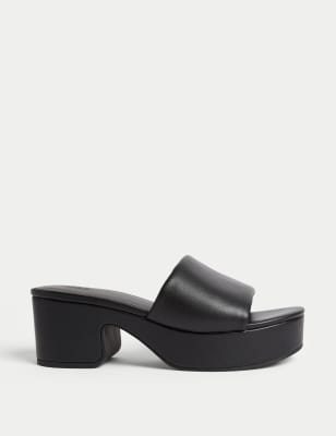 

Womens M&S Collection Slip On Platform Open Toe Mules - Black, Black